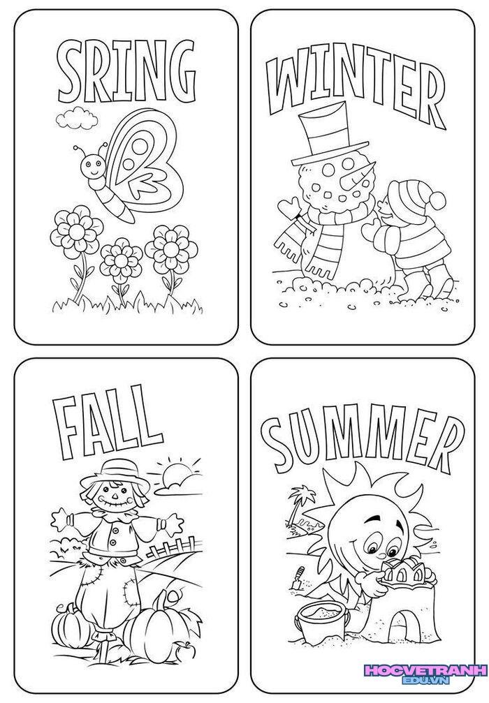 ảnh tranh tô màu các mùa trong năm đáng yêu nhất