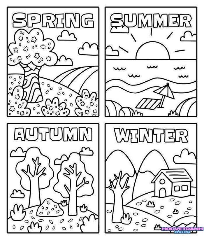 ảnh tranh tô màu các mùa trong năm đẹp nhất
