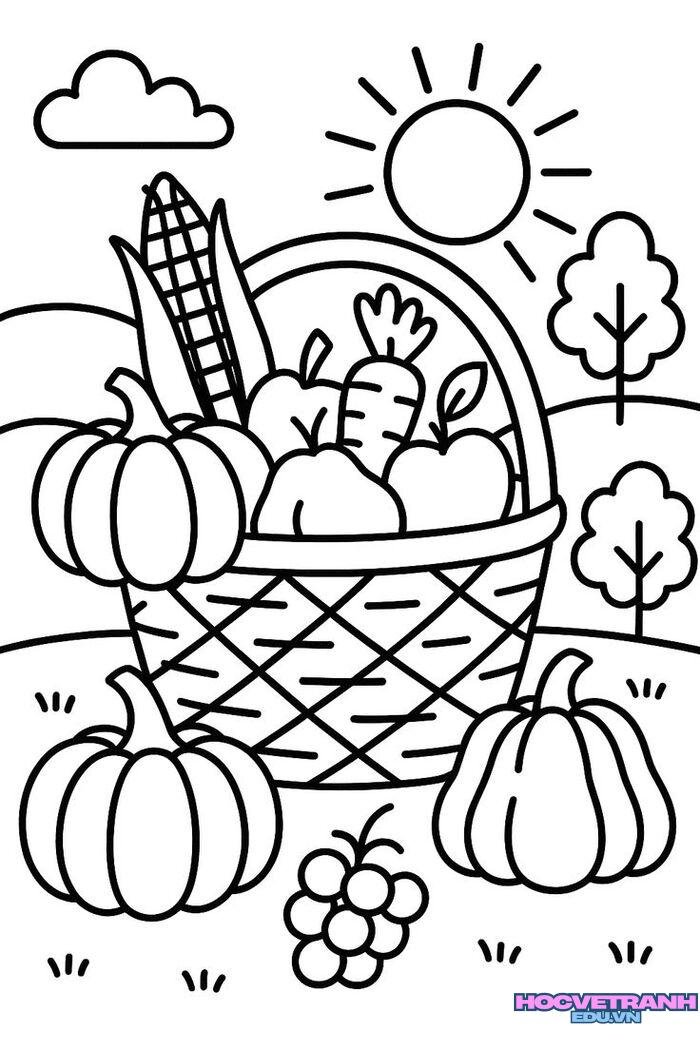 ảnh tranh tô màu các nhóm thực phẩm cho bé cute