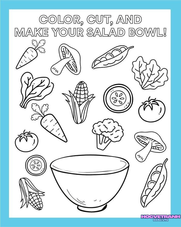 ảnh tranh tô màu các nhóm thực phẩm cho bé siêu đẹp
