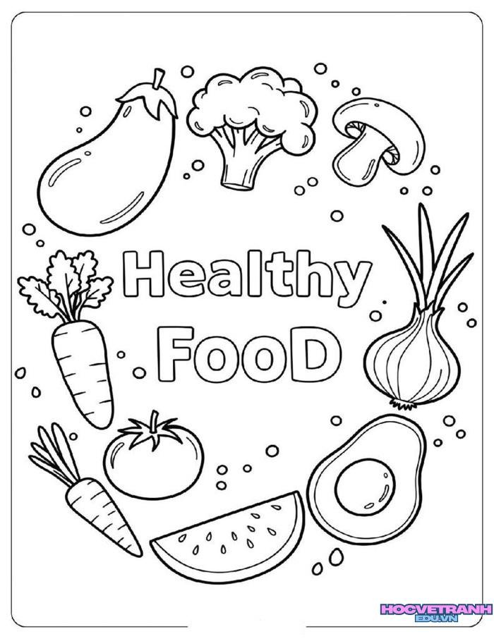 ảnh tranh tô màu các nhóm thực phẩm cho bé