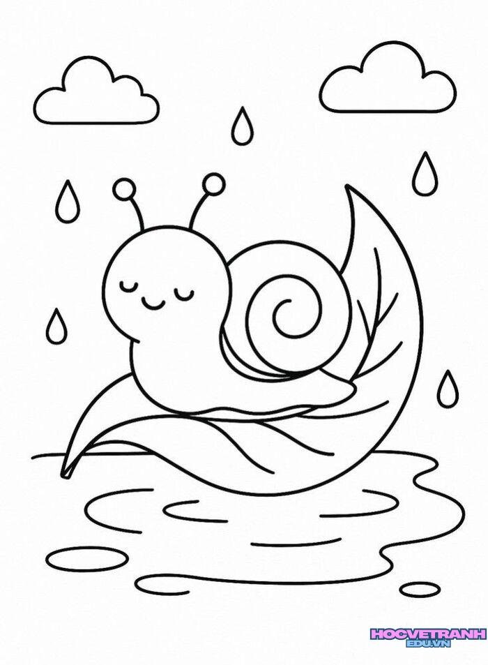 ảnh tranh tô màu cảnh trời mưa cực cute