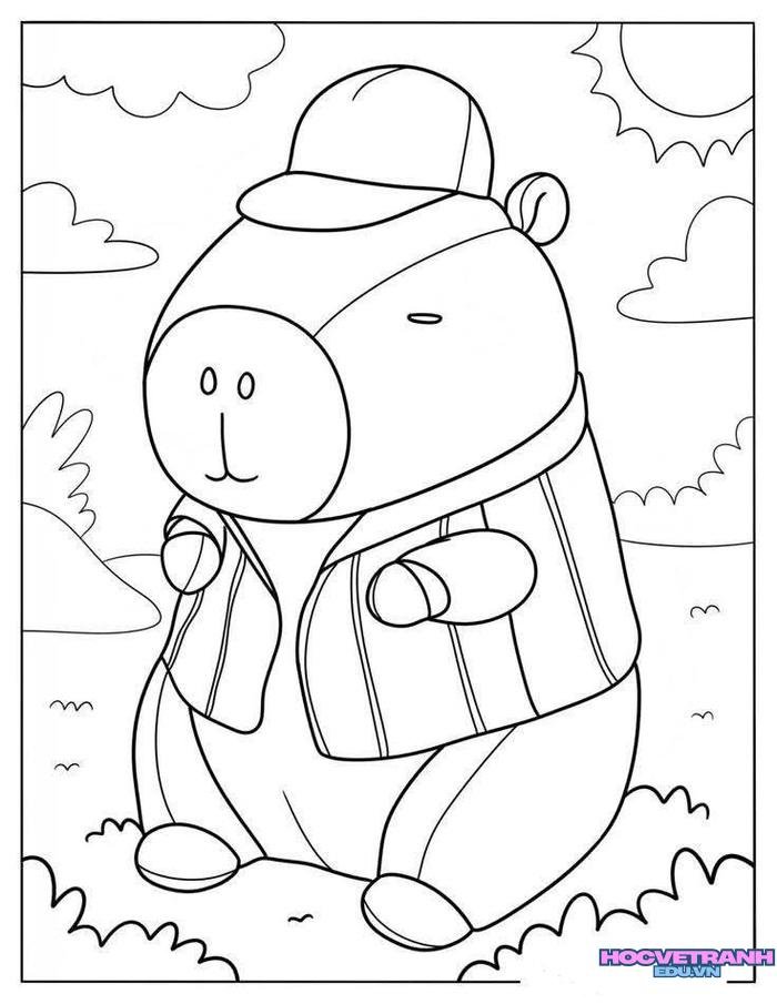ảnh tranh tô màu capybara cực xinh