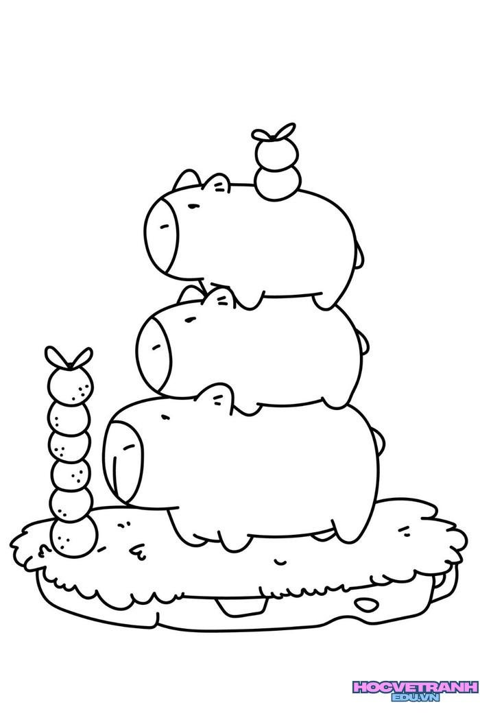 ảnh tranh tô màu capybara đáng yêu đẹp