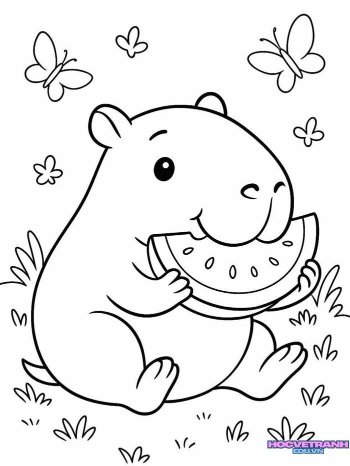 ảnh tranh tô màu capybara siêu xinh