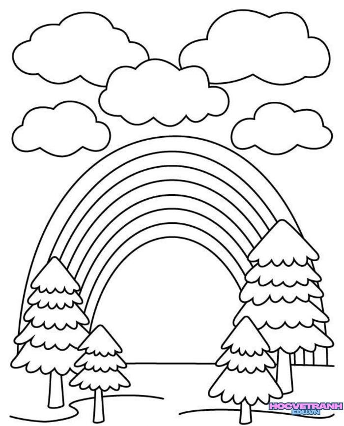 ảnh tranh tô màu cầu vồng đẹp