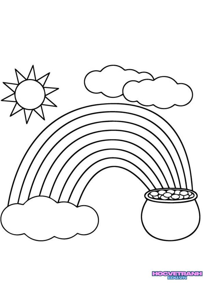 ảnh tranh tô màu cầu vồng siêu đáng yêu