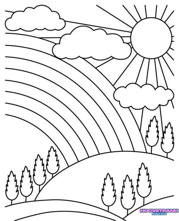 ảnh tranh tô màu cầu vồng siêu đẹp