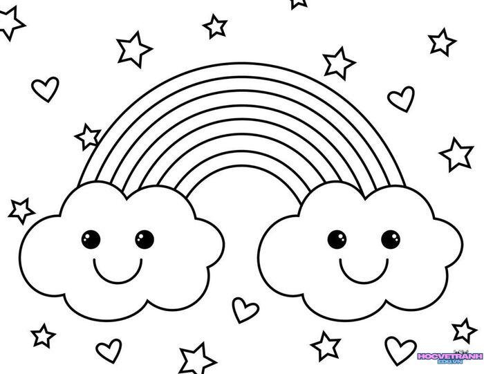 ảnh tranh tô màu cầu vồng xinh nhất