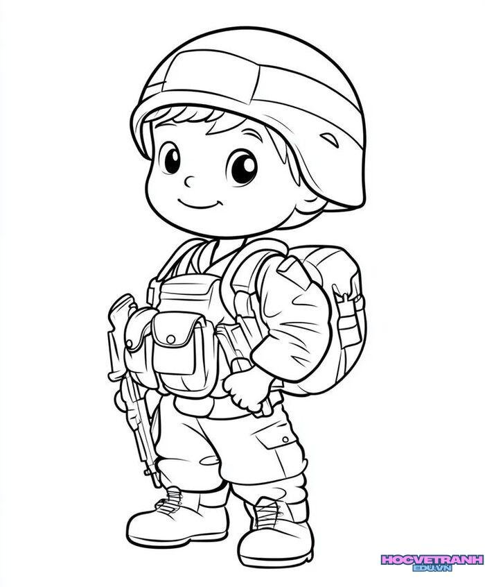 ảnh tranh tô màu chú bộ đội cực đẹp