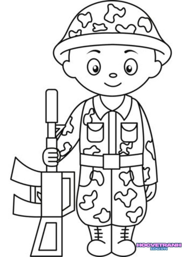 ảnh tranh tô màu chú bộ đội cute đẹp