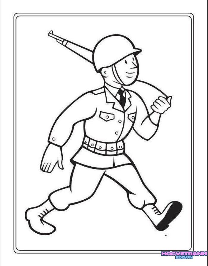 ảnh tranh tô màu chú bộ đội cute
