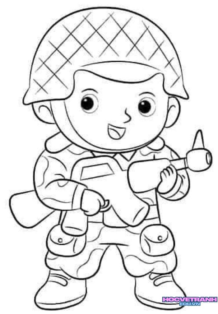ảnh tranh tô màu chú bộ đội đẹp cute