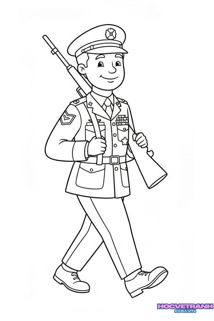ảnh tranh tô màu chú bộ đội đẹp nhất
