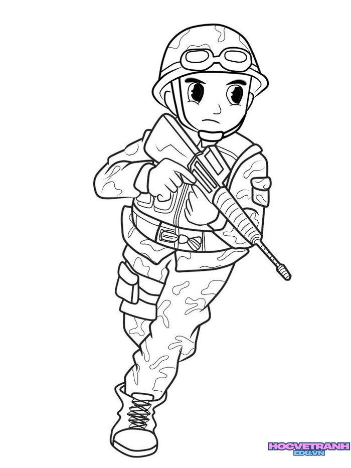 ảnh tranh tô màu chú bộ đội siêu đẹp
