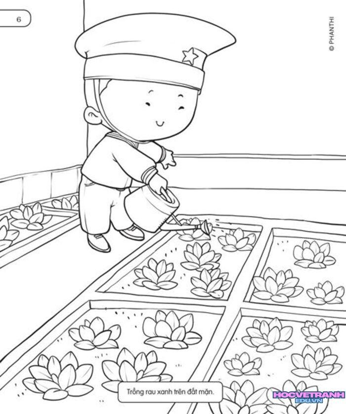 ảnh tranh tô màu chú bộ đội siêu xinh