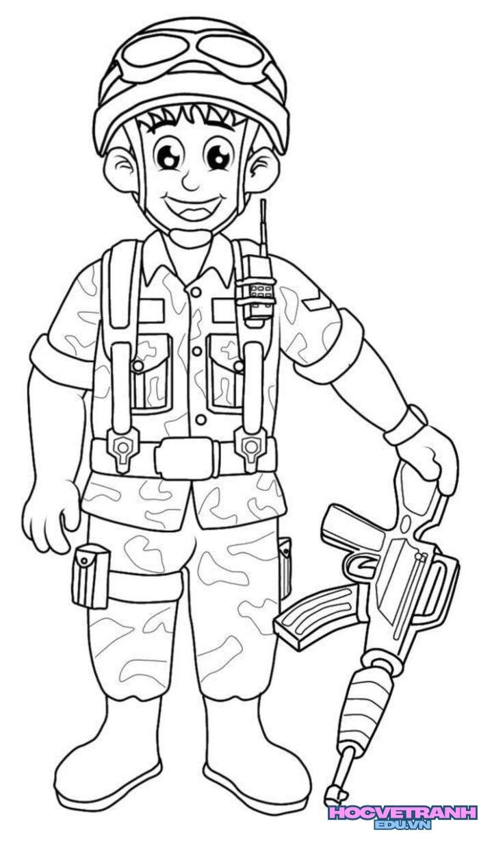 ảnh tranh tô màu chú bộ đội