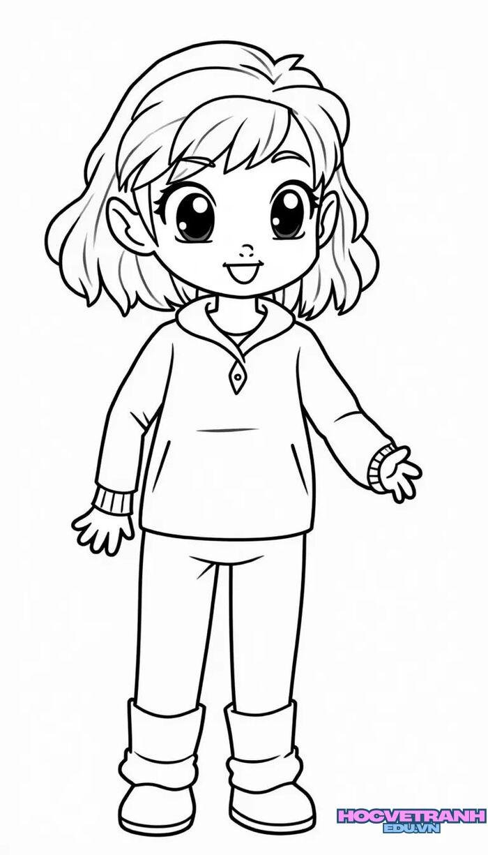 ảnh tranh tô màu chủ đề bản thân bạn nữ cute