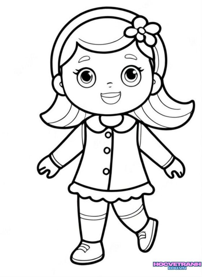 ảnh tranh tô màu chủ đề bản thân bạn nữ đáng yêu