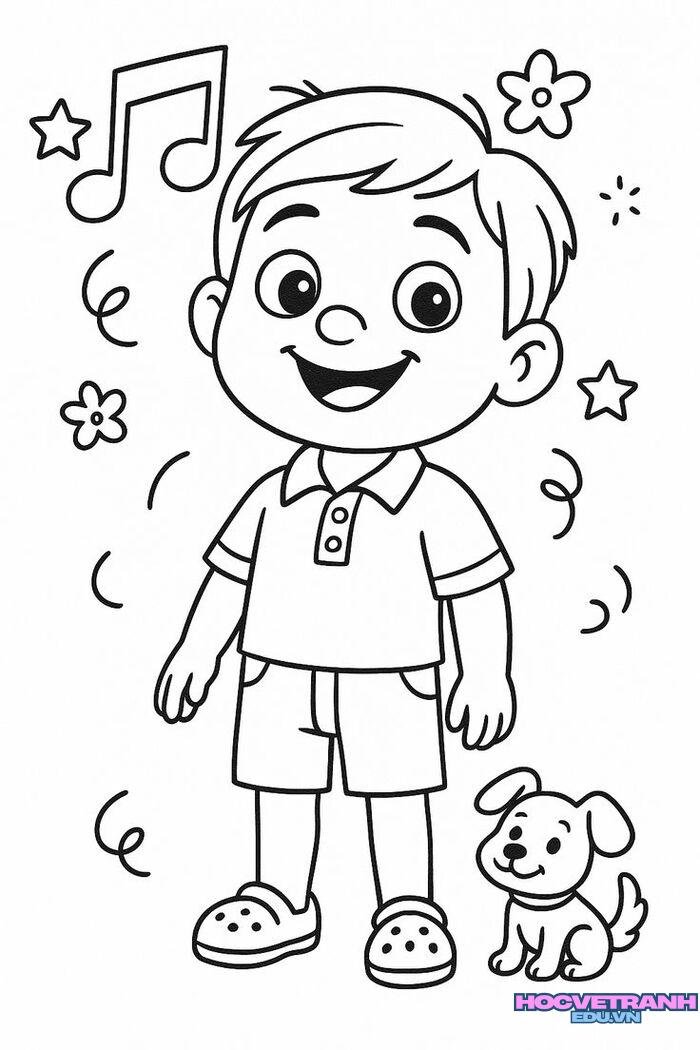 ảnh tranh tô màu chủ đề bản thân cute