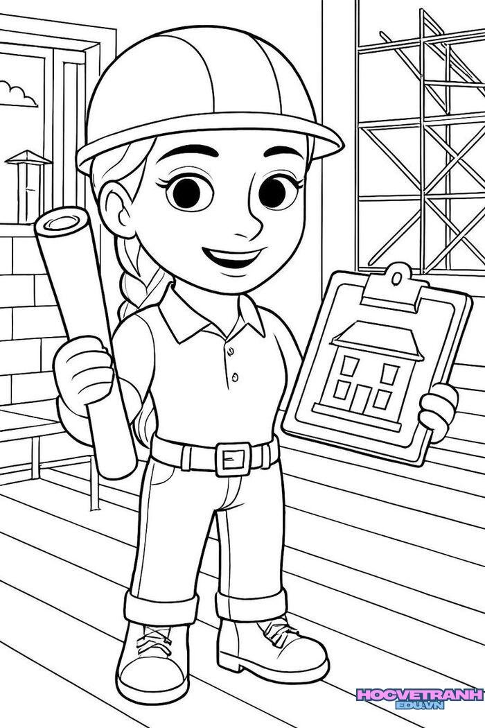 ảnh tranh tô màu chủ đề nghề nghiệp cực cute