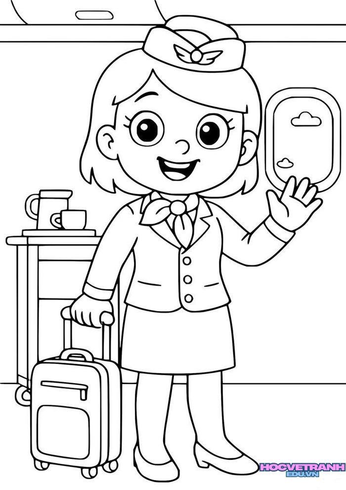 ảnh tranh tô màu chủ đề nghề nghiệp đẹp xinh