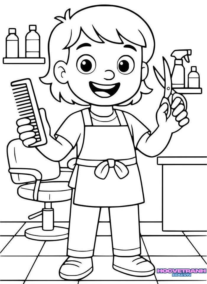 ảnh tranh tô màu chủ đề nghề nghiệp xinh
