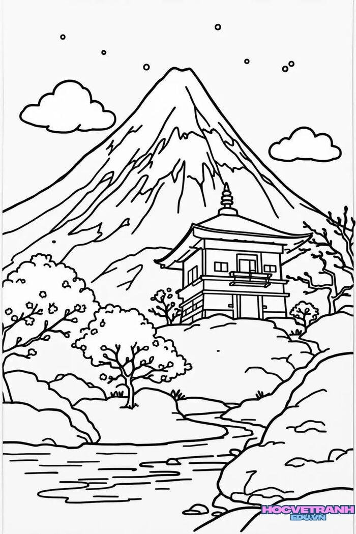 ảnh tranh tô màu chủ đề quê hương đất nước siêu cute