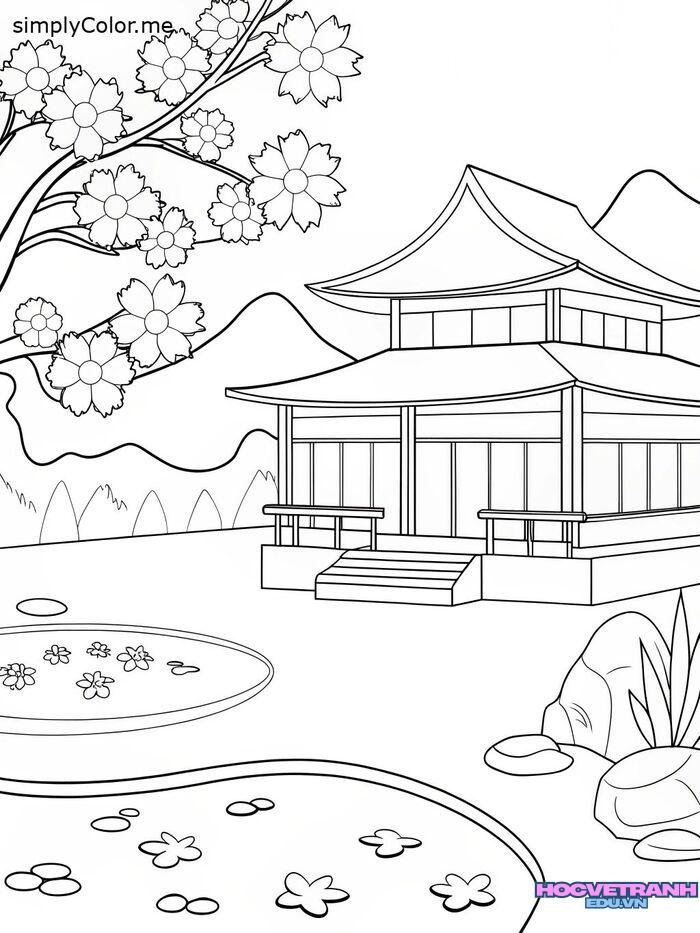 ảnh tranh tô màu chủ đề quê hương đất nước xinh