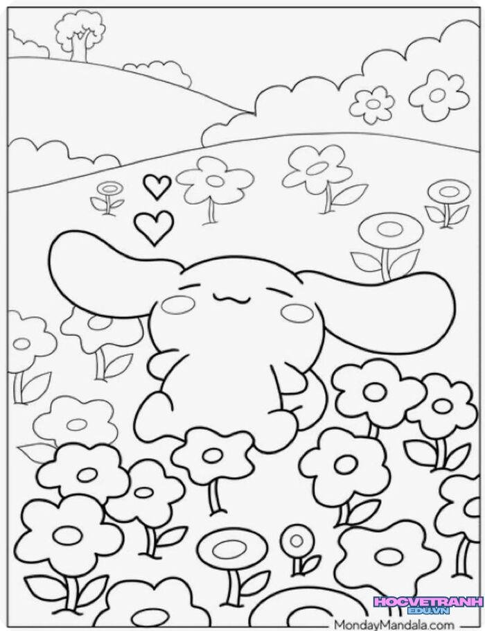 ảnh tranh tô màu cinnamoroll xinh đẹp