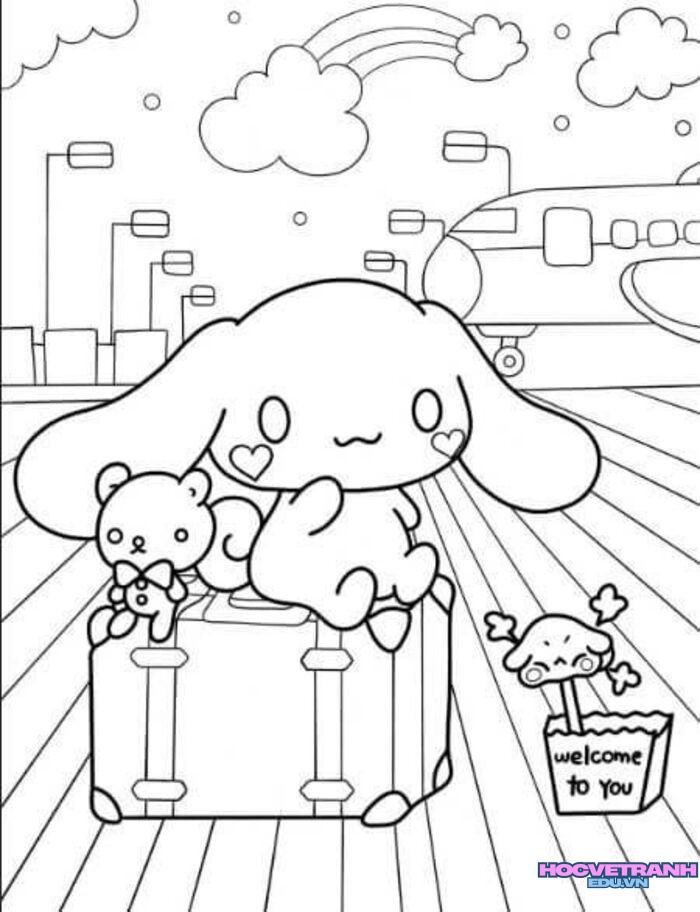 ảnh tranh tô màu cinnamoroll xinh yêu