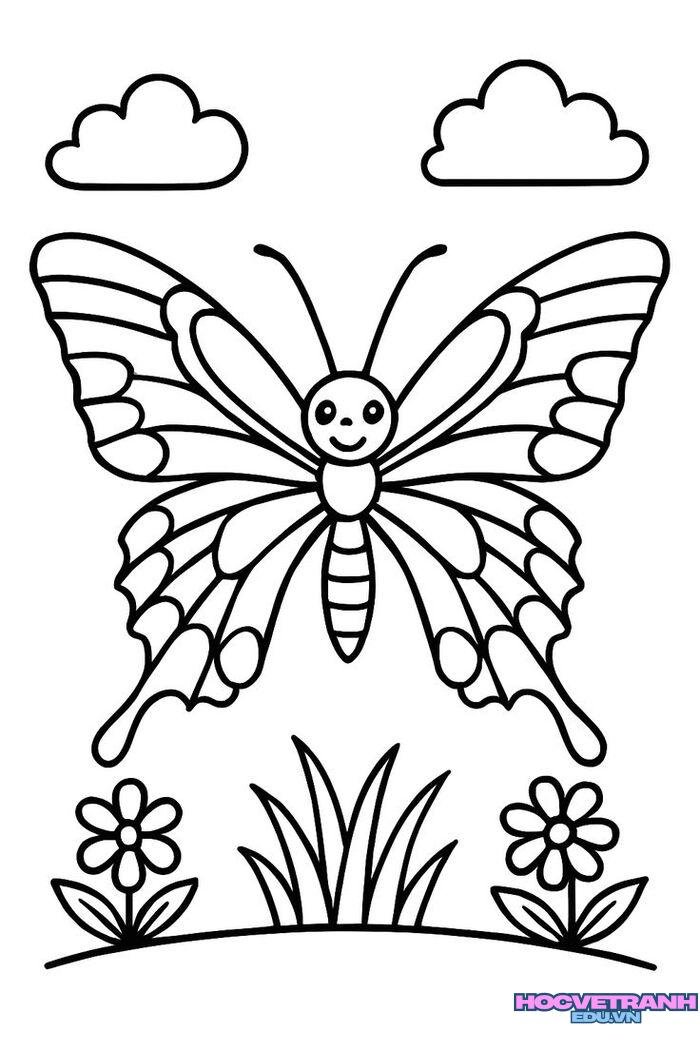 ảnh tranh tô màu con bướm cực xinh