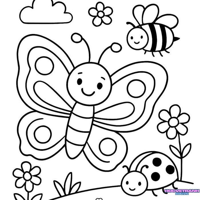 ảnh tranh tô màu con bướm siêu xinh