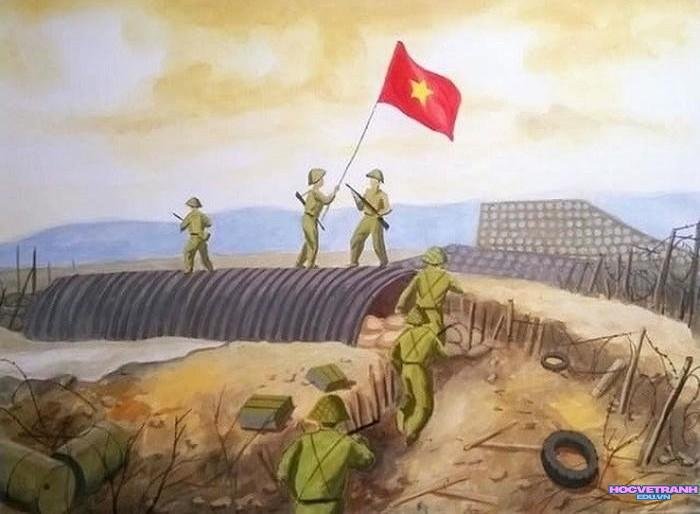 ảnh tranh vẽ chiến thắng điện biên phủ 1954