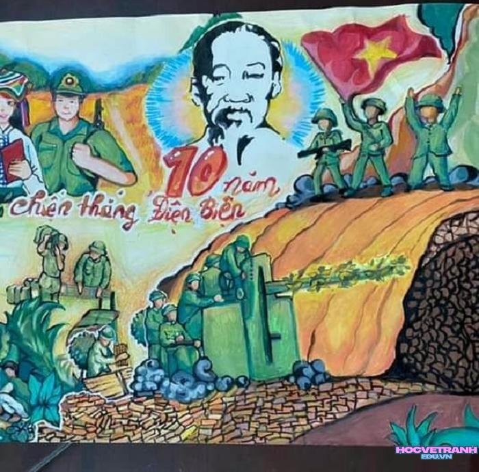 ảnh tranh vẽ chiến thắng điện biên phủ 7 5 1954