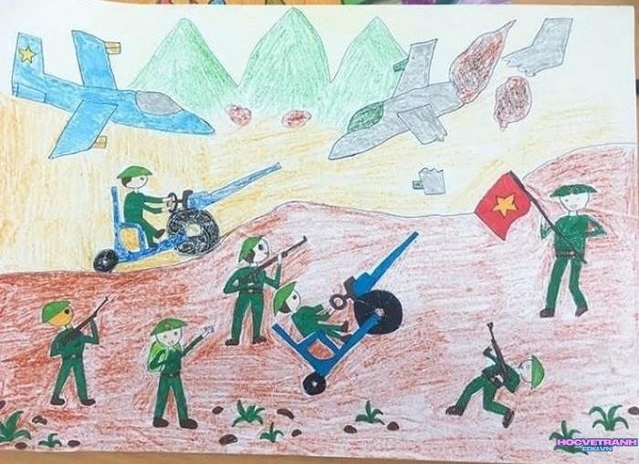 ảnh tranh vẽ chiến thắng điện biên phủ của thiếu nhi