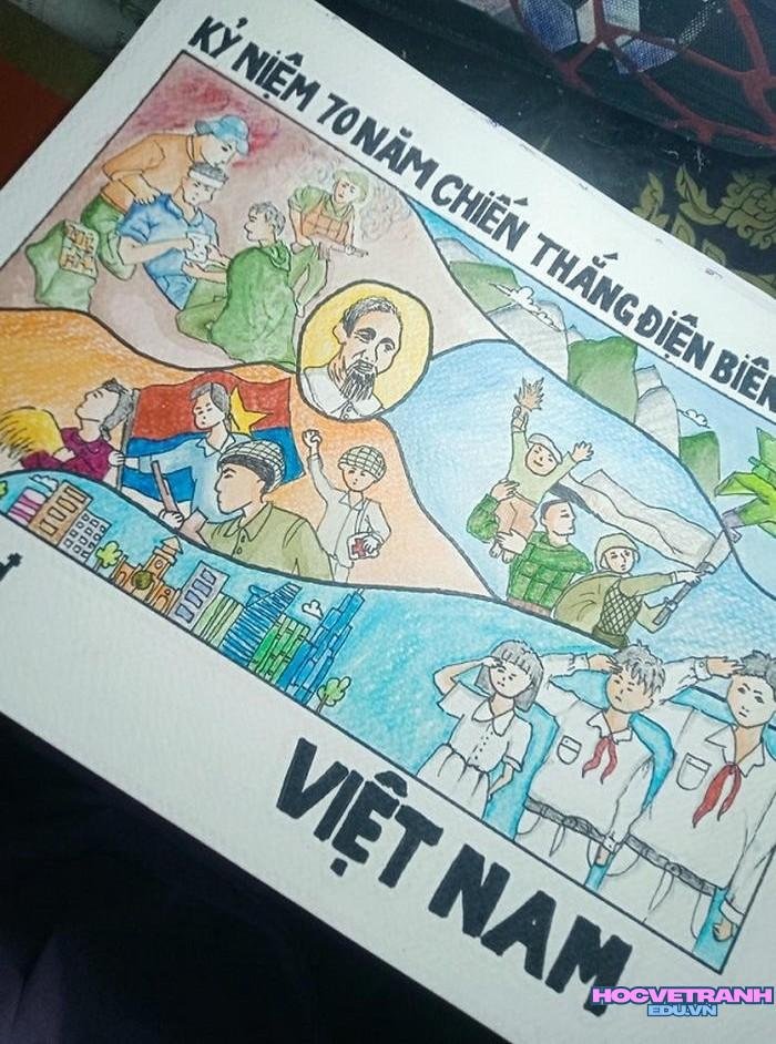 ảnh tranh vẽ chiến thắng điện biên phủ trên giấy a4