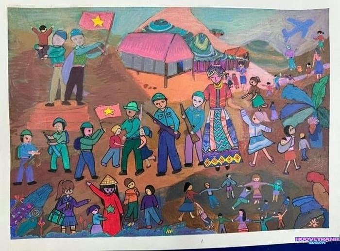 ảnh tranh vẽ chiến thắng điện biên phủ