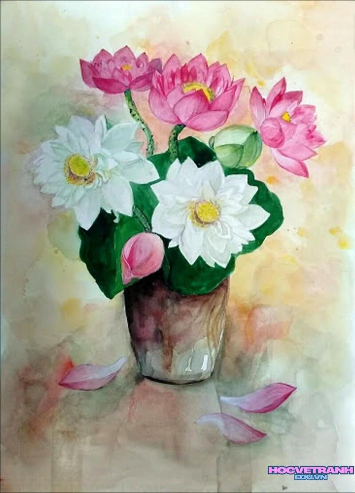 ảnh vẽ tranh bình hoa