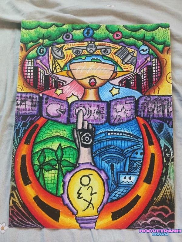 ảnh vẽ tranh chủ đề tiết kiệm điện hd