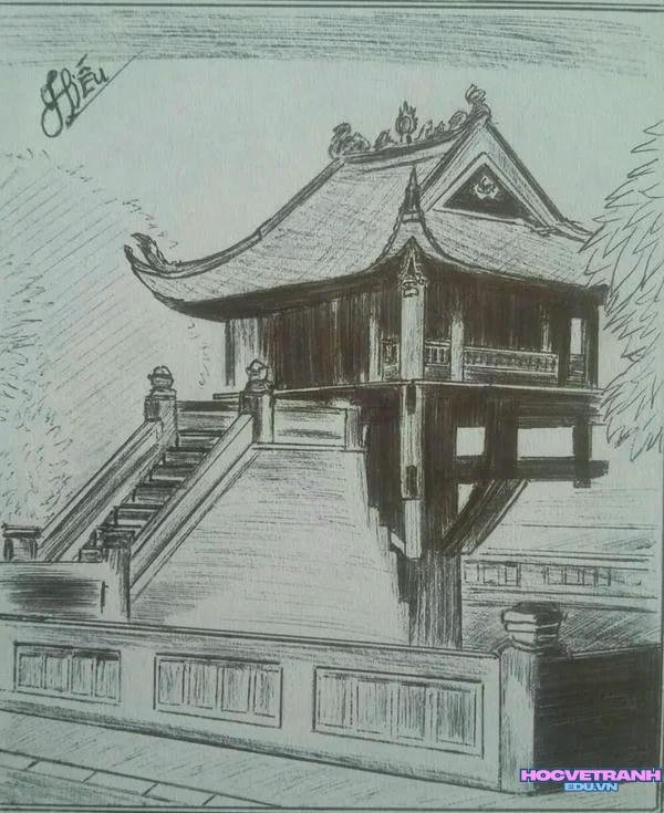 ảnh vẽ tranh chùa một cột
