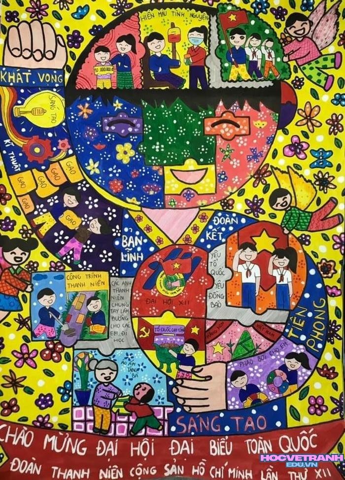 cách vẽ chào mừng đại hội đoàn