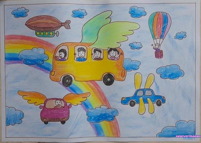 cách vẽ tranh an toàn giao thông đơn giản