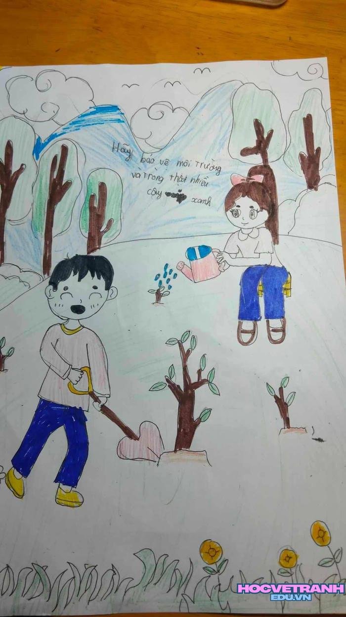 cách vẽ tranh bảo vệ môi trường đơn giản