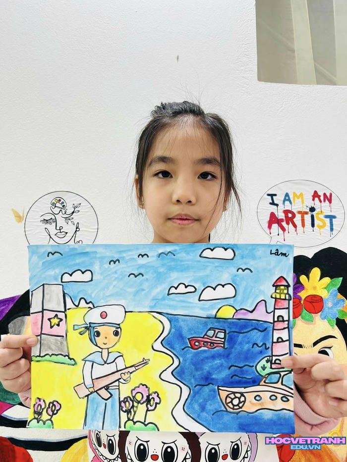 cách vẽ tranh biển đảo đơn giản