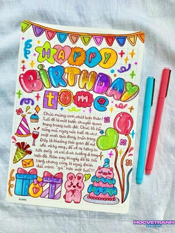 cách vẽ tranh chúc mừng sinh nhật mẹ