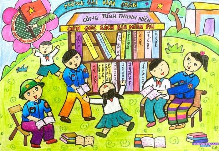 chào mừng đại hội đoàn vẽ tranh