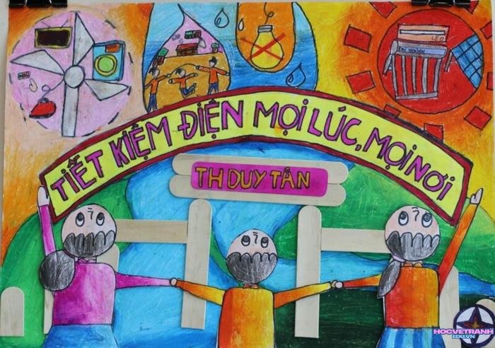 dạy bé vẽ tranh chủ đề tiết kiệm năng lượng