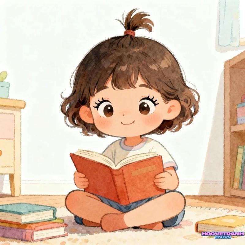 em bé gái đọc sách