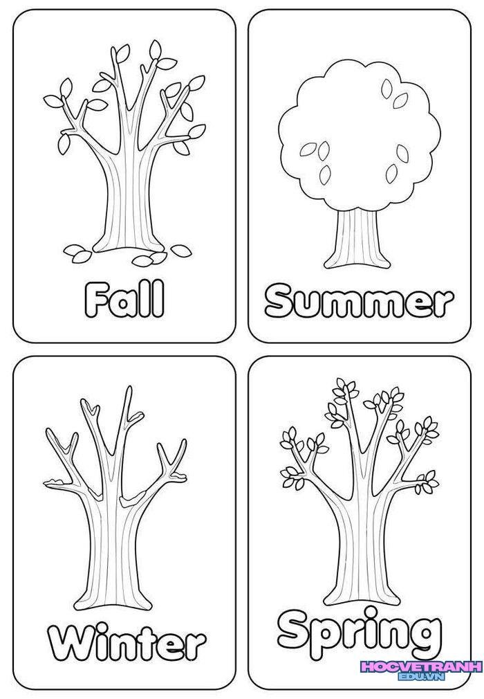 hình ảnh tranh tô màu các mùa trong năm xinh